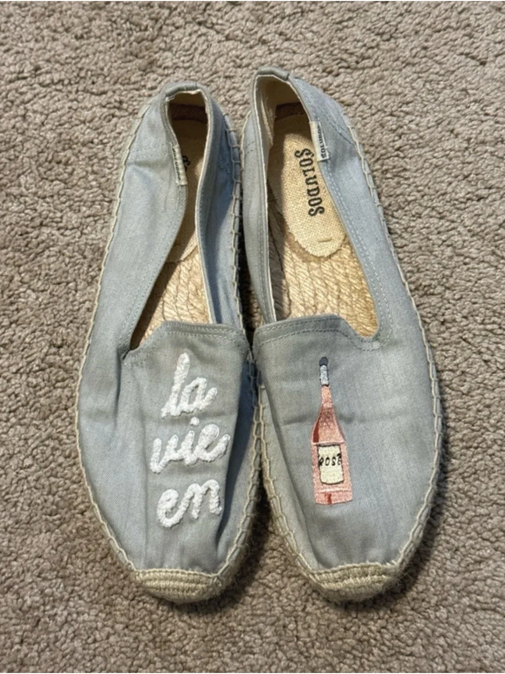 Soludos Pale Blue Embroidered Bottle Espadrille Flats